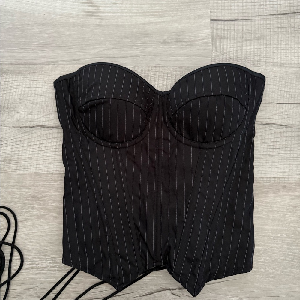 Black Pinstripe Women's Bustier Top